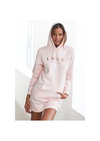 Buffalo, Unisex, Sweatkleid K&auml;ngurutasche mit K&auml;ngurutasche, Loungewear, hellrosa, 32/34, N-Gr, Kapuzensweatkleid mit Druck vorn