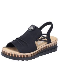 Rieker , Plateausandale , Sommerschuh, Sandalette,150 Jahre Jubiläumsartikel , schwarz , Mit Stretchriemchen - zum Schlupfen