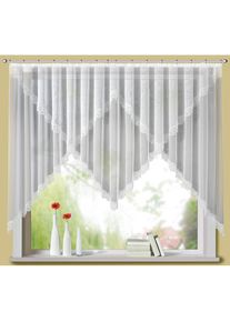 Stickereien Plauen, Gardine &raquo;Sahra&laquo; Kr&auml;uselband 1 Stk. tlg. veredelt mit echter Plauener Spitze Stickerei, wei&szlig;, Polyester