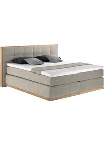 Boxspringbett »Vinton« aus massiver Eiche, verschiedene Härtegrade (auch H4) , beige , Places of Style