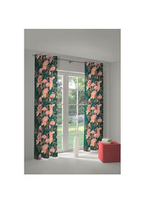 Adam, Vorhang &raquo;Eden&laquo; &Ouml;sen 1 Stk. tlg. aus 100% Bio-Baumwolle, dunkelgr&uuml;n, rosa, Jacquard, Baumwolle (Bio-Baumwolle)