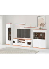 Home Affaire , Wohnwand »Ribe Wohnwand Set-5 St.« Set, 5 Stk. tlg. Glaseinsatz aus gehärtetem Glas,Böden teilweise versetzbar , Die Wohnwand...