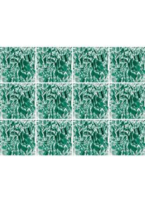 queence, queence Fliesenaufkleber &raquo;Mosaik Muster&laquo; Stickerfliesen, selbstklebend, Sticker, 12er Set, gr&uuml;n, Dekorfolie, B/H/T: 15 cm x 15 cm x 0,1 cm