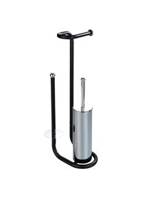 Wenko, Wenko WC-Garnitur &raquo;Universalo&laquo; 1 Stk. aus Metall integrierter Toilettenpapierhalter und WC-B&uuml;rstenhalter, schwarz, Metall