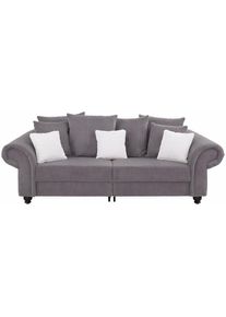 Big-Sofa »King Henry Mega Sofa, viel Platz, Breite 242cm, Federkern« in legerer Polsterung und vielen losen Kissen , grau , Home Affaire