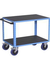 Chariot de montage CustomLine, 2 niveaux, bleu clair, bandage &eacute;lastique eurokraft pro