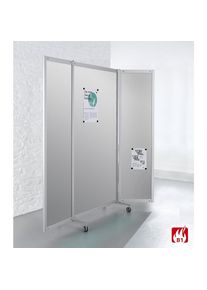 Cloison mobile pliante, difficilement inflammable, cadre en aluminium, surface du tableau magnétique, h x l x p 1900 x 2000 x 450 mm, argent