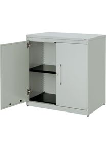 Armoire à portes battantes, h x l 830 x 800 mm, plateau en plastique, 1 tablette, gris clair / gris clair / gris clair Mauser