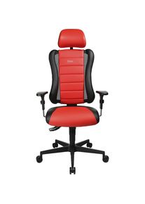 Sedia girevole per ufficio SITNESS RS, poggiatesta e braccioli inclusi, nero / rosso Topstar