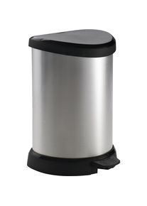 Tretm&uuml;lleimer DECOBIN, halbrund, Volumen 15 l, HxBxT 450 x 280 x 305 mm, silber