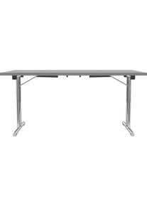Table pliante à piétement en double T, piétement en tube d'acier rond chromé, gris clair/anthracite, l x p 1400 x 700 mm