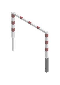 Barrière pivotante, avec barre supérieure, blanc avec bandes réfléchissantes rouges, largeur 1500 mm Schake