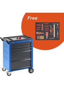 Deal: Werkzeugwagen inkl. Gratis-Werkzeug-Set, HxBxT 930 x 630 x 410 mm, enzianblau RAL 5010
