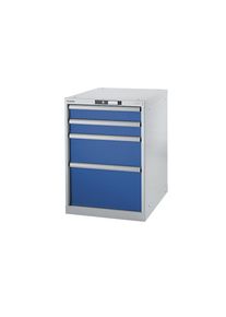 Werkbank-Baukastensystem, Unterbauschrank, Höhe 800 mm, 4 Schubladen, enzianblau LISTA