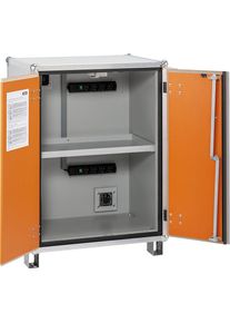 Armoire de sécurité pour le chargement de batteries PREMIUM PLUS, p x h 660 x 1110 mm, 230 V, orange/gris CEMO