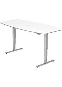 Konferenztisch, BxT 2200 x 1030 mm, elektrisch h&ouml;henverstellbar 620 - 1270 mm, wei&szlig;