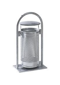 Collecteur de d&eacute;chets d'ext&eacute;rieur, 65 l, en acier, l x h x p 580 x 1145 x 380 mm, avec arceau et toit, galvanis&eacute; &agrave; chaud Var