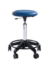 Tabouret réglable en hauteur, avec roulettes, bleu, hauteur 580 - 770 mm