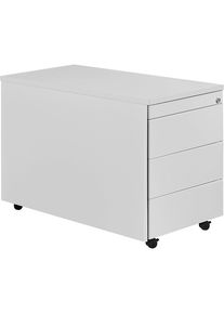 Schubladencontainer mit Rollen, HxT 579 x 800 mm, Kunststoffplatte, 3 Schubladen, lichtgrau / lichtgrau / lichtgrau Mauser