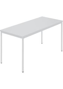 Rechtecktisch, Rundrohr beschichtet, BxT 1400 x 700 mm, grau / grau