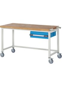 Fahrbare Werkbank Serie 8000, Gestellbauweise, 1 H&auml;ngeschublade, BxT 1500 x 700 mm eurokraft pro