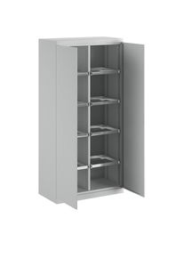 Armoire d'atelier, largeur 950 mm, 8 tablettes coulissantes, 1 cloison médiane, porte gris clair eurokraft pro
