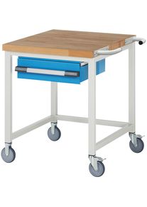 Fahrbare Werkbank Serie 8000, Gestellbauweise, 1 H&auml;ngeschublade, BxT 750 x 900 mm eurokraft pro