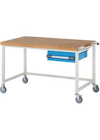 Fahrbare Werkbank Serie 8000, Gestellbauweise, 1 H&auml;ngeschublade, BxT 1500 x 900 mm eurokraft pro