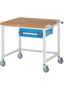 Fahrbare Werkbank Serie 8000, Gestellbauweise, 1 H&auml;ngeschublade, BxT 1000 x 900 mm eurokraft pro