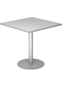 Besprechungstisch, LxB 800 x 800 mm, 755 mm hoch, Gestell silber, Platte lichtgrau