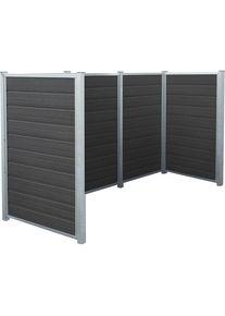 M&uuml;lltonnenverkleidung Artura, mit WPC-Planken und Stahlpfosten, LxBxH 2880 x 990 x 1420 mm