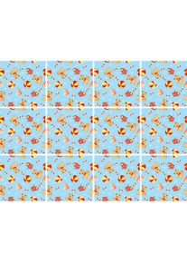 queence, queence Fliesenaufkleber &raquo;Teddyb&auml;ren&laquo; Stickerfliesen, selbstklebend, Sticker, 12er Set, rot, braun, gelb, Dekorfolie, B/H/T: 15 cm x 15 cm x 