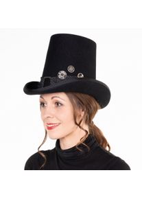 maskworld Chapeau Puritain en feutre de laine – Noir « Capotain »