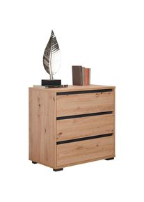 CARRYHOME Kommode , Anthrazit, Eichefarben , Holzwerkstoff , 3 Schubladen , 80x79x48 cm , Beimöbel erhältlich, stehend , Kleinmöbel, Kommoden, Kommoden