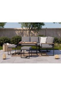Ambia Garden Dining-Loungeset , Grau , Metall, Kunststoff, Textil , F&uuml;llung: Polyester,Polyester , 203x203 cm , rostfrei , Gartenm&ouml;bel, Gartengarnituren, Gartenm&ouml;bel-Sets