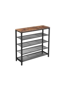 Schuhregal »aus Holz und Metall 100 x 92.5 cm« , braun , VASAGLE
