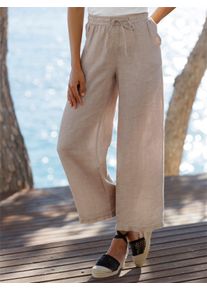 Heine Witt Damen Leinenhose mit weitem Bein, sesam, Gr&ouml;&szlig;e 36, 100% Leinen