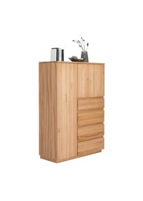 Linea Natura Kommode , Buchefarben , Holz , Kernbuche , teilmassiv,teilmassiv , 4 Fächer , 4 Schubladen , 100x143.1x41 cm , Beimöbel erhältlich, stehend , Kleinmöbel, Kommoden, Kommoden