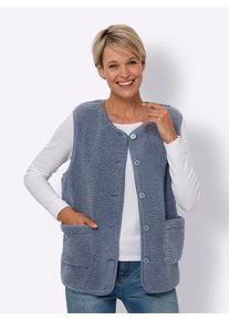 WITT Damen Fleeceweste zum Knöpfen, taubenblau, Größe 38, 100% Polyester
