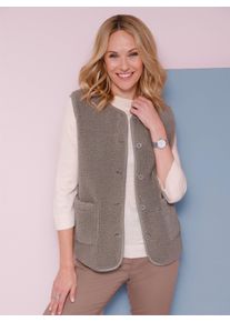 WITT Damen Fleeceweste zum Knöpfen, taupe, Größe 42, 100% Polyester