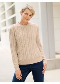 WITT Damen Langarm-Pullover mit Zopfmuster, beige, Gr&ouml;&szlig;e 46, 100% Polyacryl