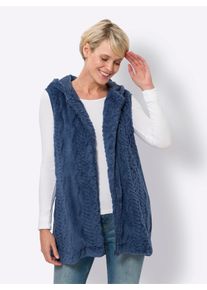 WITT Damen Fleeceweste aus Teddy-Fleece, jeansblau, Größe 54, 100% Polyester