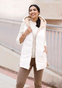 WITT Damen Wendeweste mit verschiedenfarbigen Seiten, beige-ecru, Größe 56, 100% Polyester. Wattierung: 100% Polyester