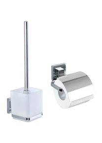 Wenko, Wenko Badaccessoire-Set &raquo;Vacuum-Loc Quadro&laquo; WC-Garnitur,Toilettenpapierhalter, chrom, Edelstahl