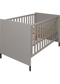 M&auml;usbacher M&auml;usbacher, Babybett Metallf&uuml;sse, Metallgriffe, kreidegrau, Holzwerkstoff, Lattenrost