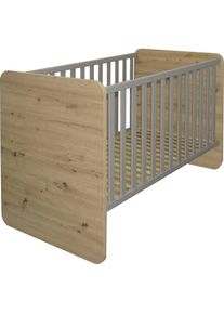 M&auml;usbacher M&auml;usbacher, Babybett, asteiche, kreidegrau, Holzwerkstoff, Lattenrost