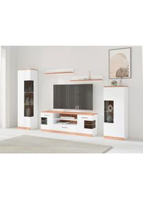 Wohnwand »Ribe Wohnwand Set-5 St.« Set, 5 Stk. tlg. Glaseinsatz aus gehärtetem Glas,Böden teilweise versetzbar , Home Affaire