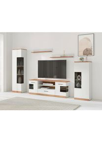 Wohnwand »Ribe Wohnwand Set-5 St.« Set, 5 Stk. tlg. Glaseinsatz aus gehärtetem Glas,Böden teilweise versetzbar , Home Affaire