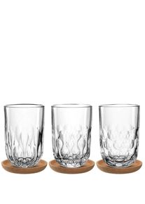 Leonardo Latte-Macchiato-Glas , Braun, Klar , Holz, Glas , 6-teilig , Kork , 390 ml , Gläser, Tee- & Kaffeegläser