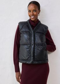 Leder-Steppweste aus Lammnappa in schwarz, Gr&ouml;sse 36, bonprix